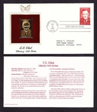 USA 2239 T.S. Eliot Golden Replica FDC with info card