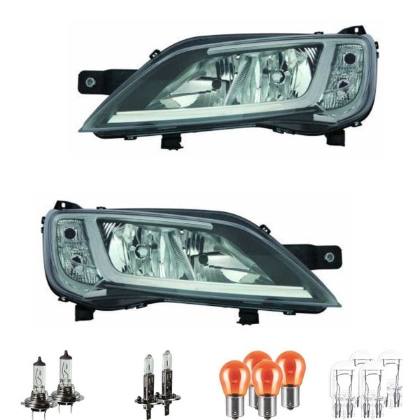 Halogen Scheinwerfer Set H7 H1 PY21W W21/5W Chrom FüR Fiat Ducato Inkl. Lampen-image