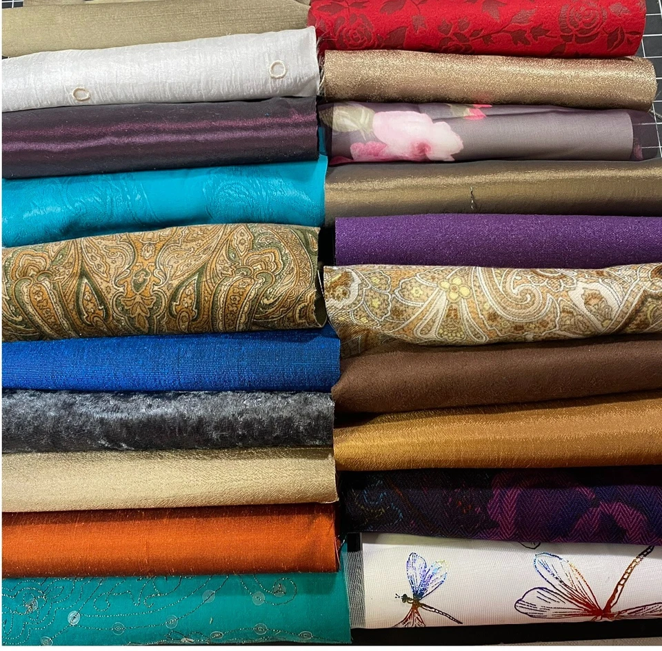 ¡Fabulosas telas de lujo! Terciopelo 50-6 pulgadas cuadradas seda lino gamuza calis satinado Foto 2 de 4