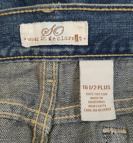 SO Wear It Declare It Girls Size 16-1/2 Plus Boot Leg Jean Blue Denim New - Picture 8 of 10