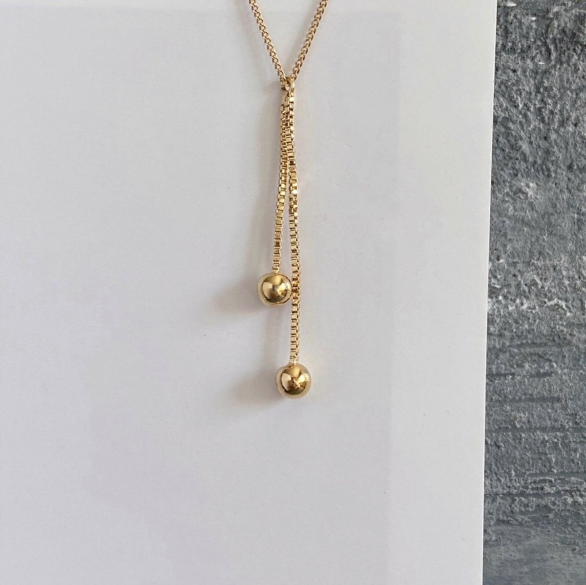 Ball Necklace 18k Gold Plated Luxury Chain Two Ball Pendant