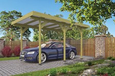 Einzelcarport 300x500 cm Auto Unterstand Carport Garage Holz Flachdach 9x9 cm
