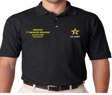 1ST INFANTRY REGIMENT ALWAYS FIRST EMBROIDERED POLO. OFFICIALLY LICENSED