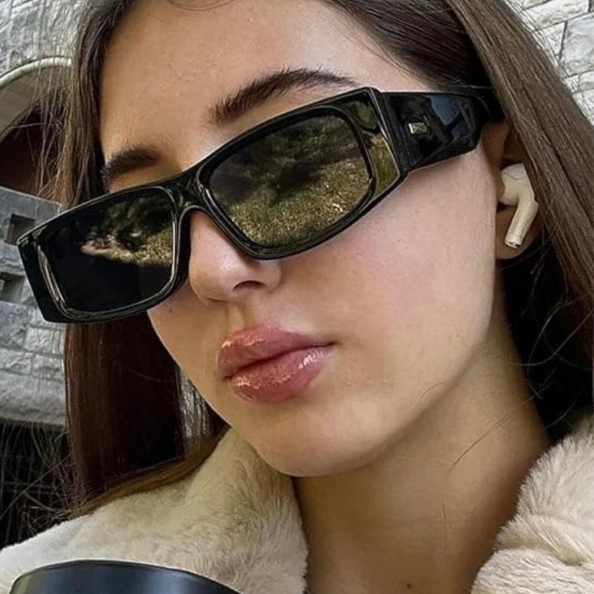 Donna Karan Y2K  Black Slim Rectangular Women’s Sunglasses Donna Karan KYS 39352 001 140 – Vintage Frames Company main image 2