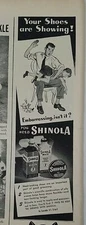 1948 Shinola black white shoe polish man spanking boy vintage ad