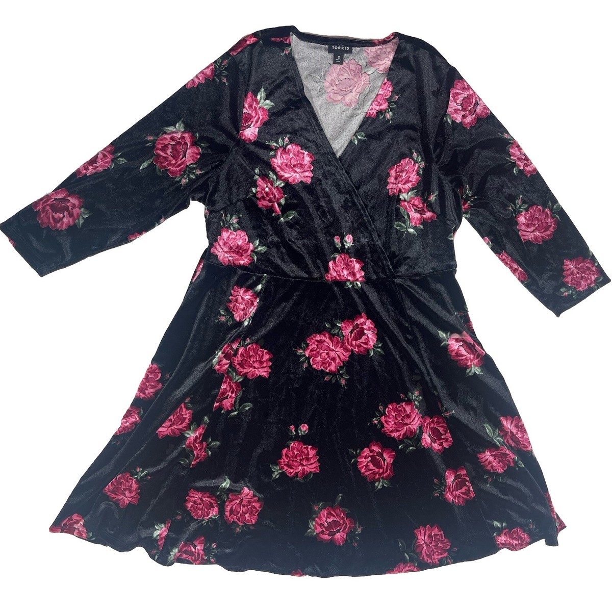Torrid Black Pink Floral Velvet Dress Plus Size 2 2X V-Neck 3/4 Sleeve J7E | eBay Torrid Black Pink Floral Velvet Dress Plus Size 2 2X V-Neck 3/4 Sleeve J7E | eBay