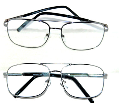 2 pair Mens Aviator Reading Glasses Silver tone spring temples frame Power +2.50