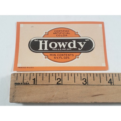 VTG NOS Soda Pop Bottle Label HOWDY Ephemera - Picture 3 of 3