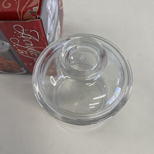 Acrylic Jar NEW in dented box Lid K-0826B Size: 3x3.75 (w/o lid) - Afbeelding 3 van 17