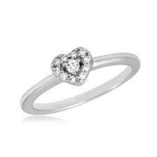 Sterling Silver Ladies CZ Stones Heart Ring