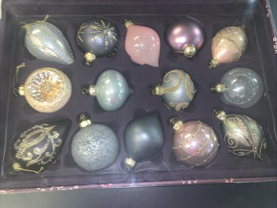 Christmas Ornaments Hand Decorated Glass Box of 14 Kirkland Signature Classic