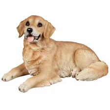 Loyal Friend Realistic Golden Retriever Dog Sculpture Multi Warm