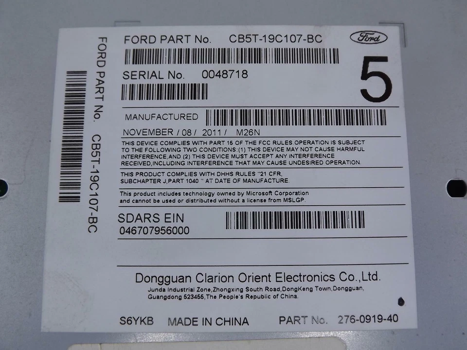 Receptor multimedia estéreo radio audio 12 FORD EXPLORER XLT AM FM CD MP3 CB5T19C107BC Foto 4 de 4