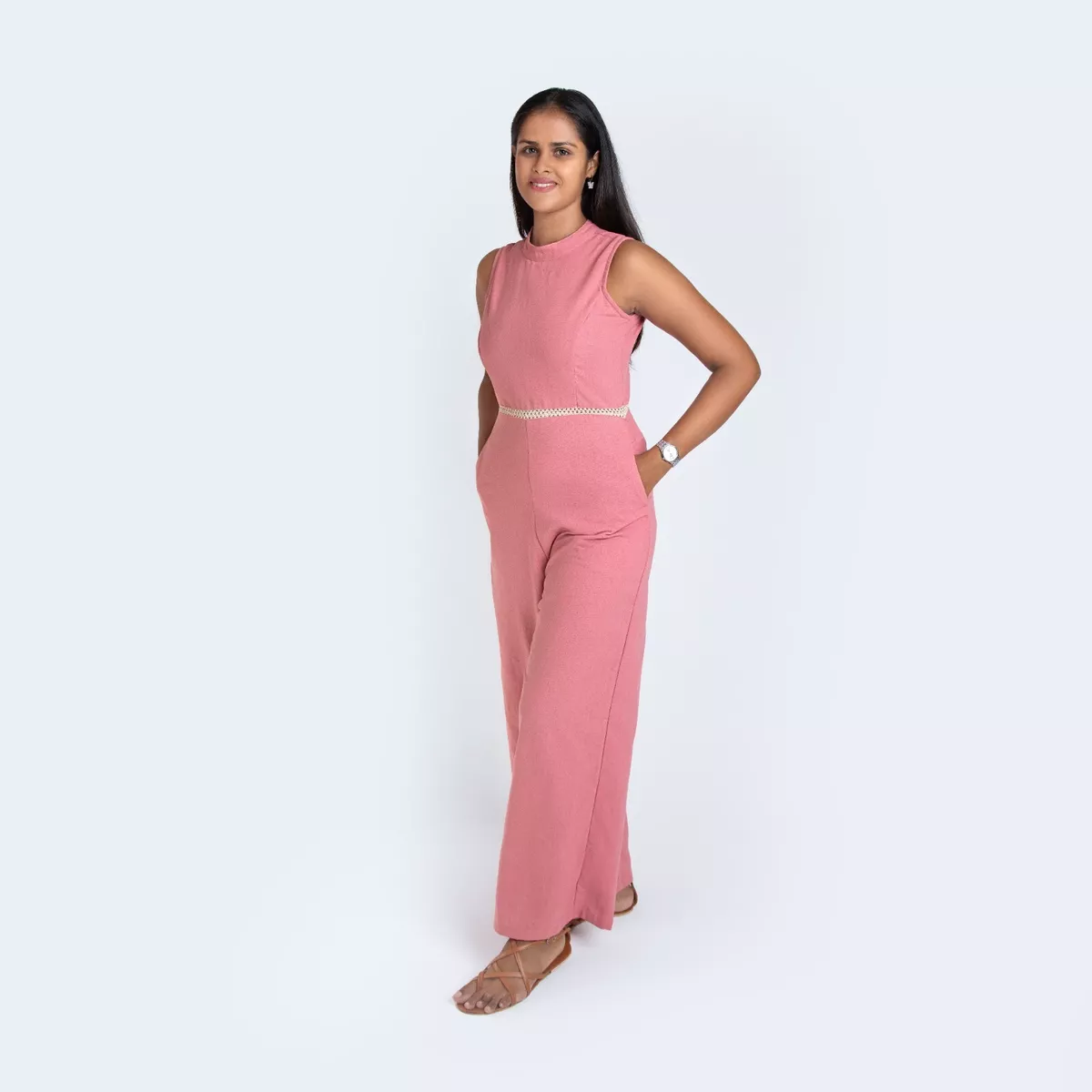 Dusty Pink Jumpsuit Linen Classy Smart Casual