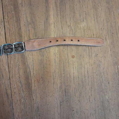 VTG Brighton Belt Braided Leather & Silver Plated Accents  display picture 1