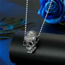 Halskette Damen Herren Totenkopf Silber Skull Anhänger Erbsenkette legiert K1