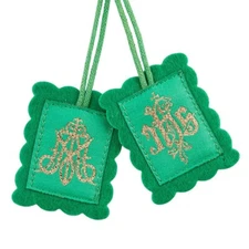 Deluxe Embroidered Green Wool Scapular-