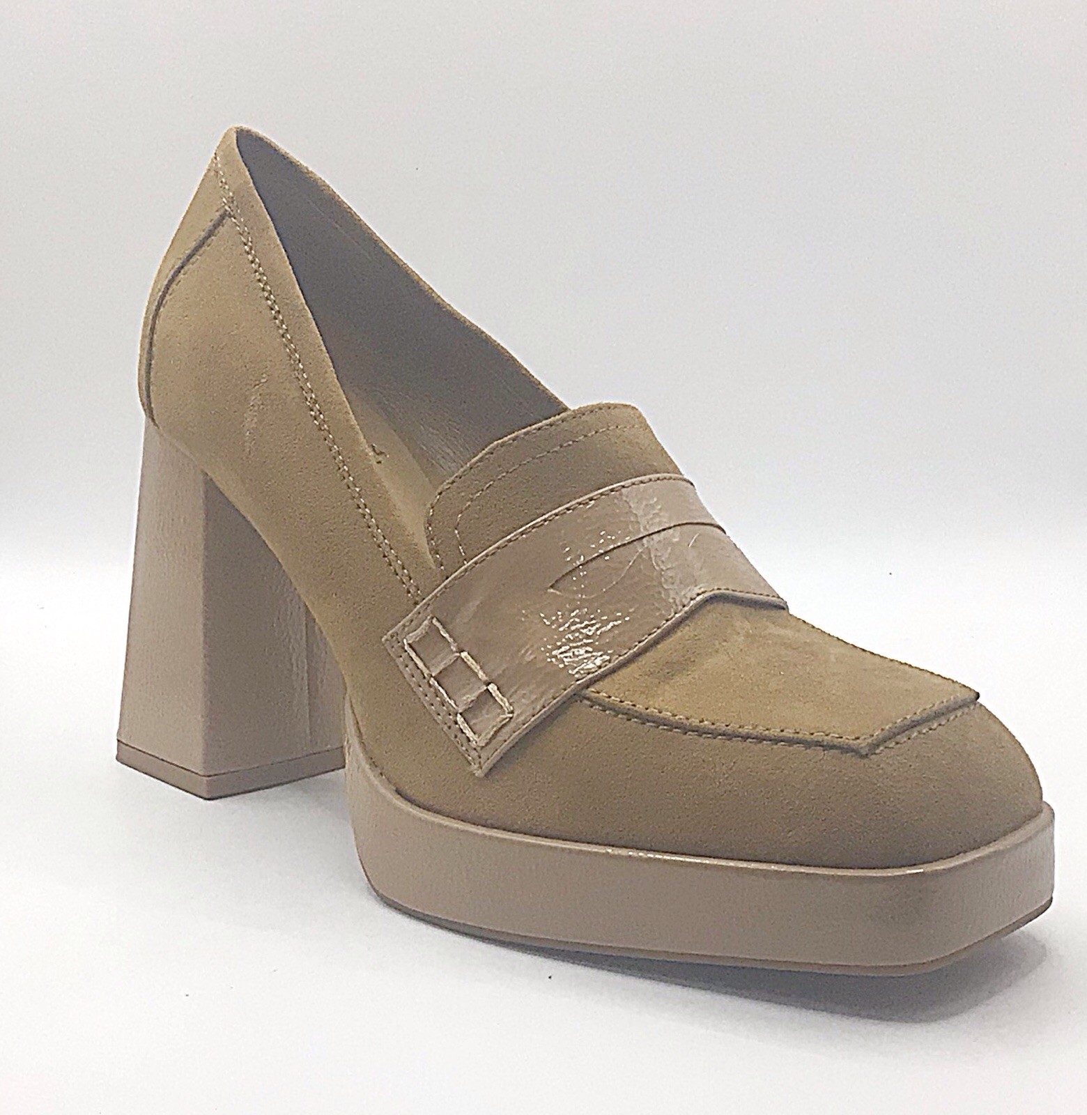 APL Scarpe slip on La Strada 9 pollici tacco a blocco marrone punta quadrata taglia UK 5 EU 38