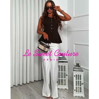 ZARA FW25/26 WHITE ZW COLLECTION FLARE PANTS WITH VENTS ALL SIZES 2216/591/250