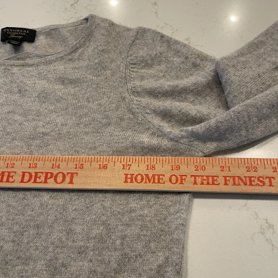 Charter Club Luxury 100% Cashmere Sweater Womens Medium Ruffle Bell Sleeve Gray - Image 4 of 4