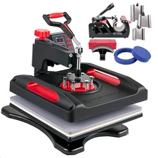 Uimoso Heat Press Machine Sublimation Machine 15 x 15 Inch  Red Heat Press