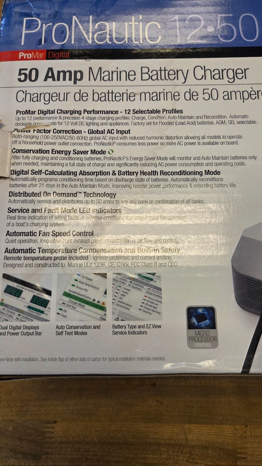 ProMariner ProNautic 1250P 50Amp 3 Bank 12V Boat Battery Charger