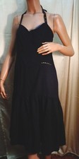 free People dress SZ 4 boho summer halter black linen cotton Vintage