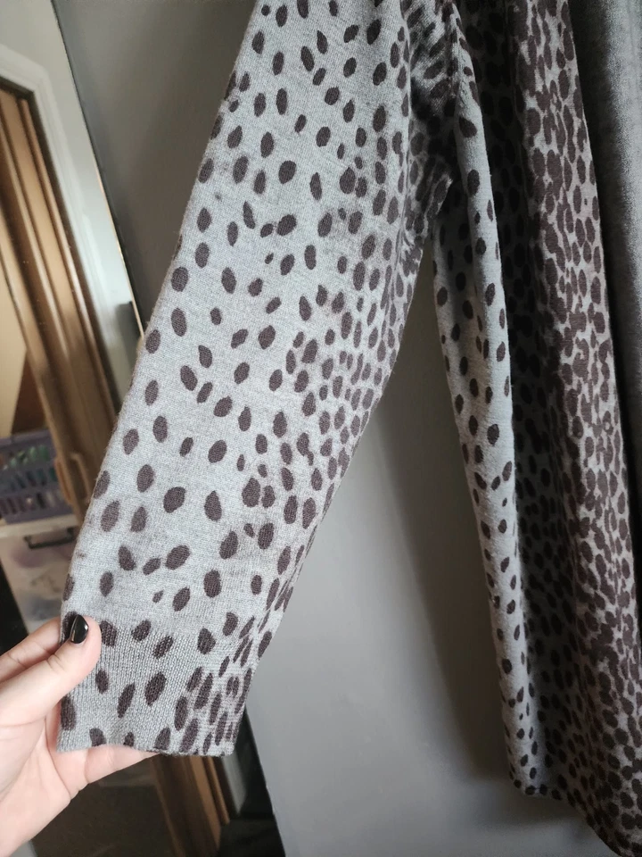 Maggie T Open Style Leopard Print Wool Knit Cardigan Size 03 Women's - image 3 of 4