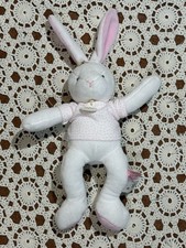 DouDou Et Compagnie Paris Plush Toy Bunny Lovey White Pink Polka Dot shirt