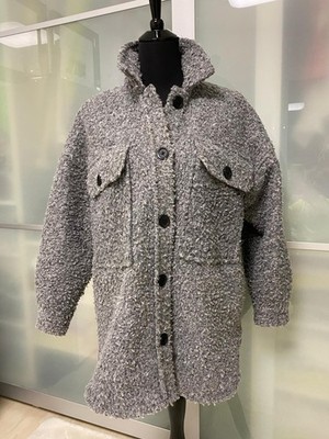Stradivarius Damen Jacke Wolljacke Größe S ,Knöpfe,Farbe:Grau,Material:Wolle,