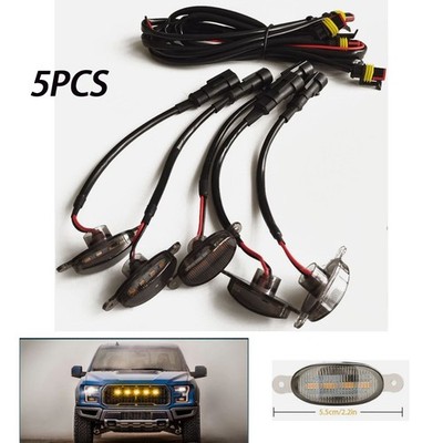 4pcs LED Amber Grille Lights Kit Universal For Ford Truck SUV SVT Raptor Style e 4pcs LED Amber Grille Lights Kit Universal For Ford Truck SUV SVT Raptor Style e