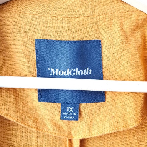 Women ModCloth Linen Blazer 1X Marigold Career Fall Modern Workwear Casual NEW - Picture 4 of 11