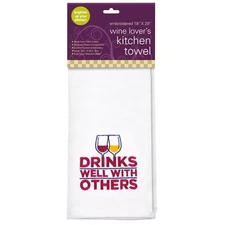 29 x 18 Emroidered Kitchen Cotton Towel for Wine Lovers - Funny Quote  Drinks...