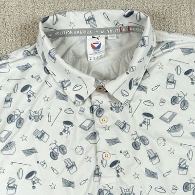 Puma Volition Men's XL 4th Of July Graphic AOP Performance Golf Polo Shirt *Read