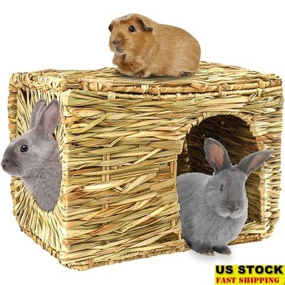 Foldable Rabbit Hideout Large Chew Toy Grass House Indoor Pet Nest 3in1 New