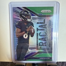 Lamar Jackson 2025 Panini Prizm Football Green Fractal Insert Variant # 2