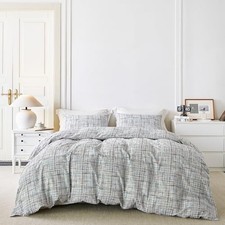 Grid Geometric Duvet Cover Queen 100 Queen 90 in x 90 in Colorful Plaid