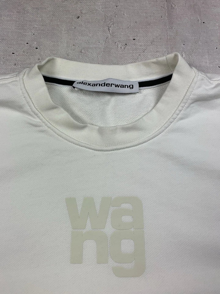 Sudadera Alexander Wang Logo Blanca L Unisex Minimalista Diseñador Pullover Foto 4 de 4