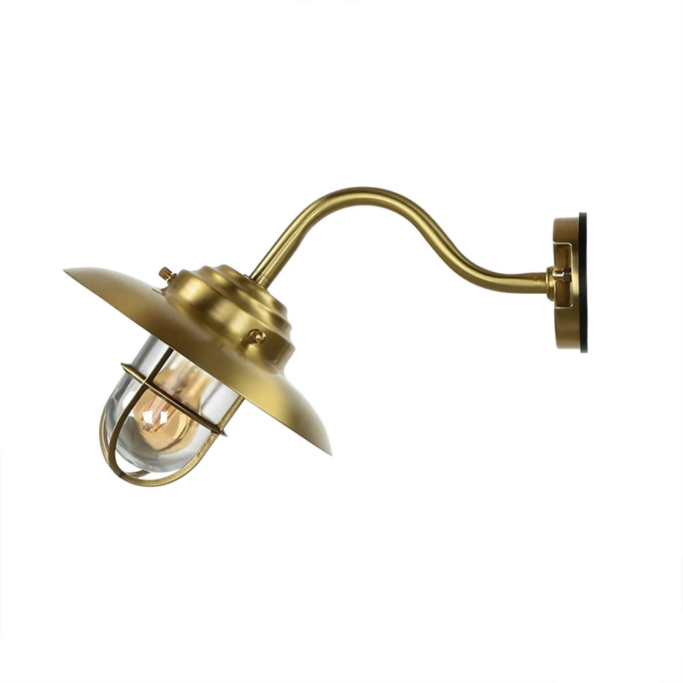 Stilvolle Wandleuchte aus Messing Glas maritimes Design IP43 rostfrei Hof Lampe - Bild 4 von 4