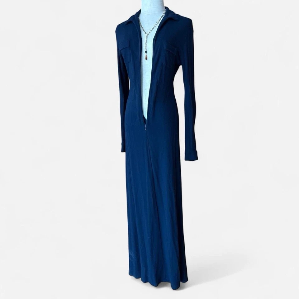 Maxi Vestido Mujer Vintage ESPRIT de Corp Hecho en EE. UU. Cremallera Deportivo Limpio Azul Marino S/M Foto 4 de 4