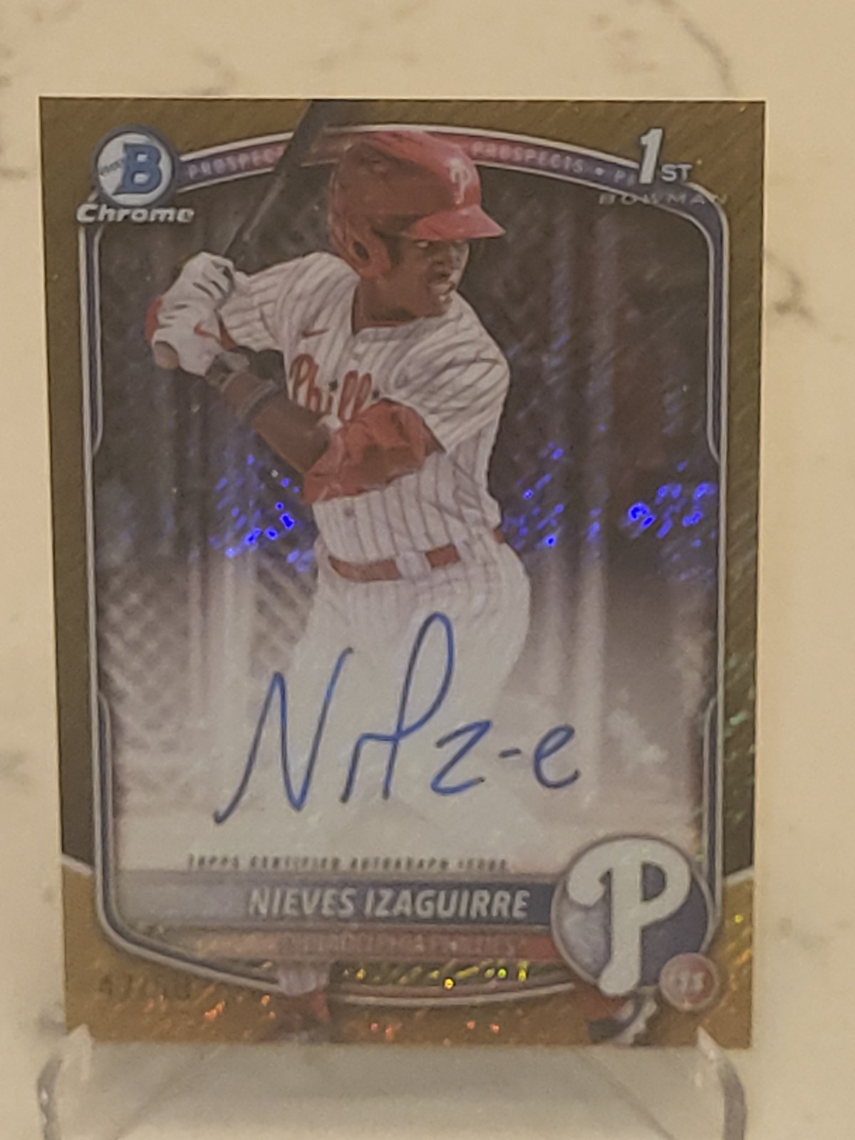 2025 Bowman Chrome 1st Nieves Izaguirre Gold Shimmer Auto /50