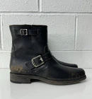 Frye Smith Engineer Stone Washed Black Leather Bike Boots / Men’s Size 10