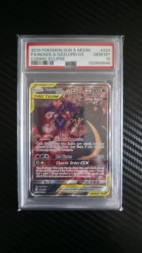 Pokemon TCG, Naganadel & Guzzlord GX, 224/236, Cosmic Eclipse, PSA 10