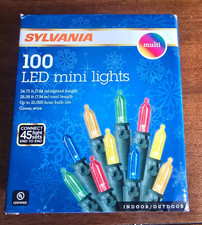SYLVANIA 100 LED Mini Christmas Lights with Green Wire 24.75' Length Brand New