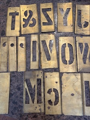 Eureka Brass Stencil Set 3'' Letters Numbers Interlocking