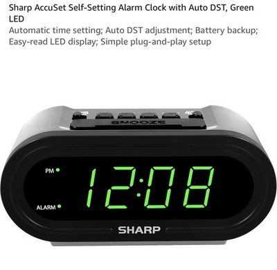 SHARP Digital Alarm with AccuSet - Automatic Smart Clock, Never Needs Setting -