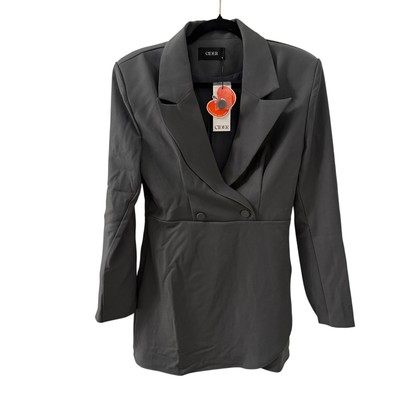 NWT Cider Button Mini Wrap Blazer Dress M Gray 