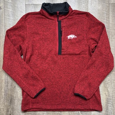 Arkansas Razorbacks Shirt Men s L NCAA Pullover Fleece Columbia 1/2 Zip Pocket