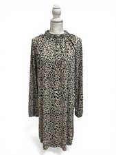 NWT ASOS Pleated Long Sleeve Animal Print Dress, Size 12