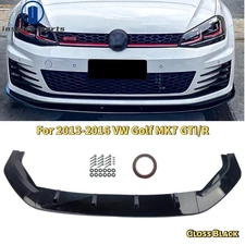 Front Bumper Spoiler Lip For Golf 7 MK7 GTI R Rline 2013-2016 Gloss Black